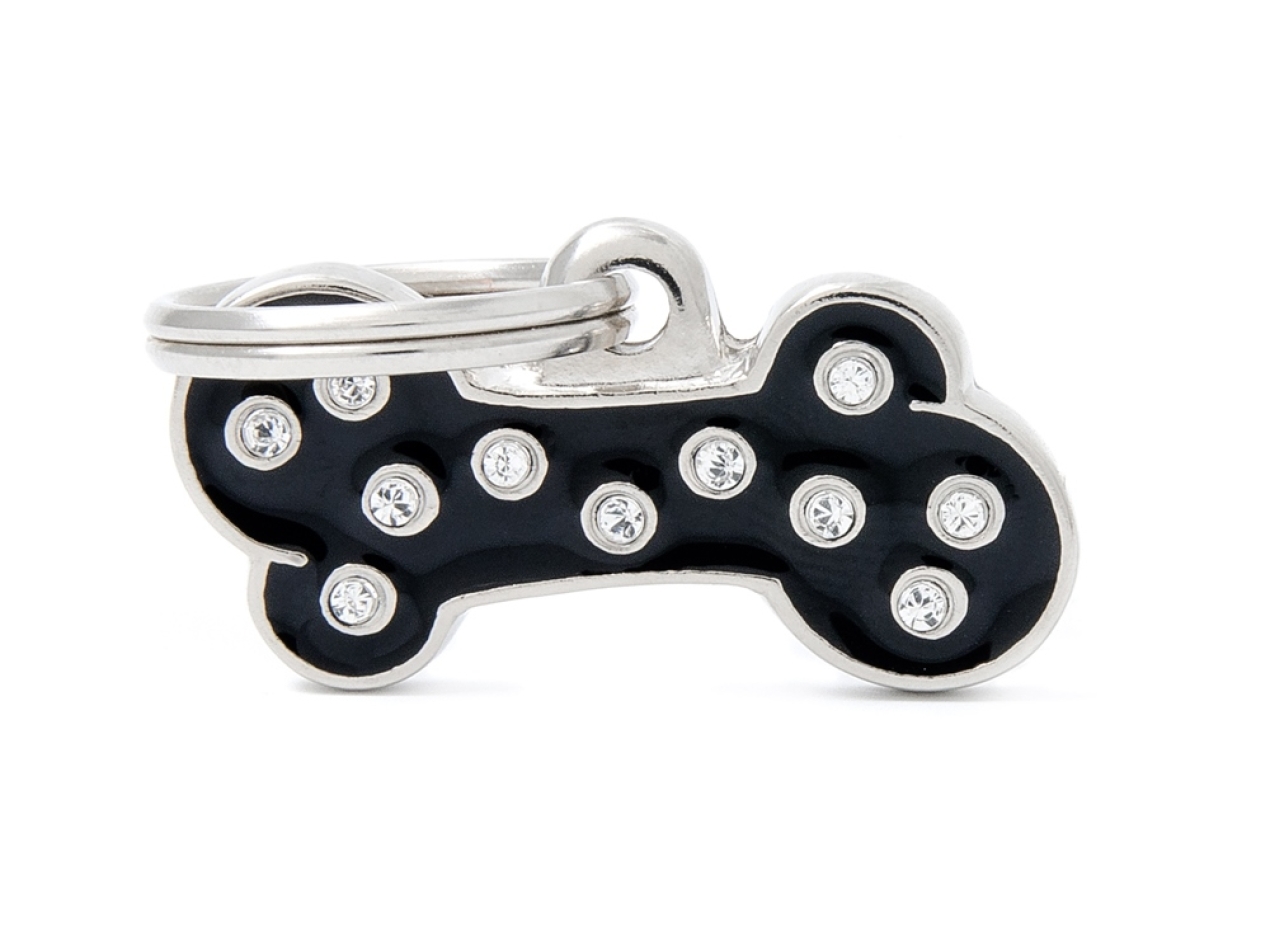 XAPA IDENTIFICATIVA OS PETIT STRASS NEGRE Embellides amb brillants “made with Swarovski elements”. 